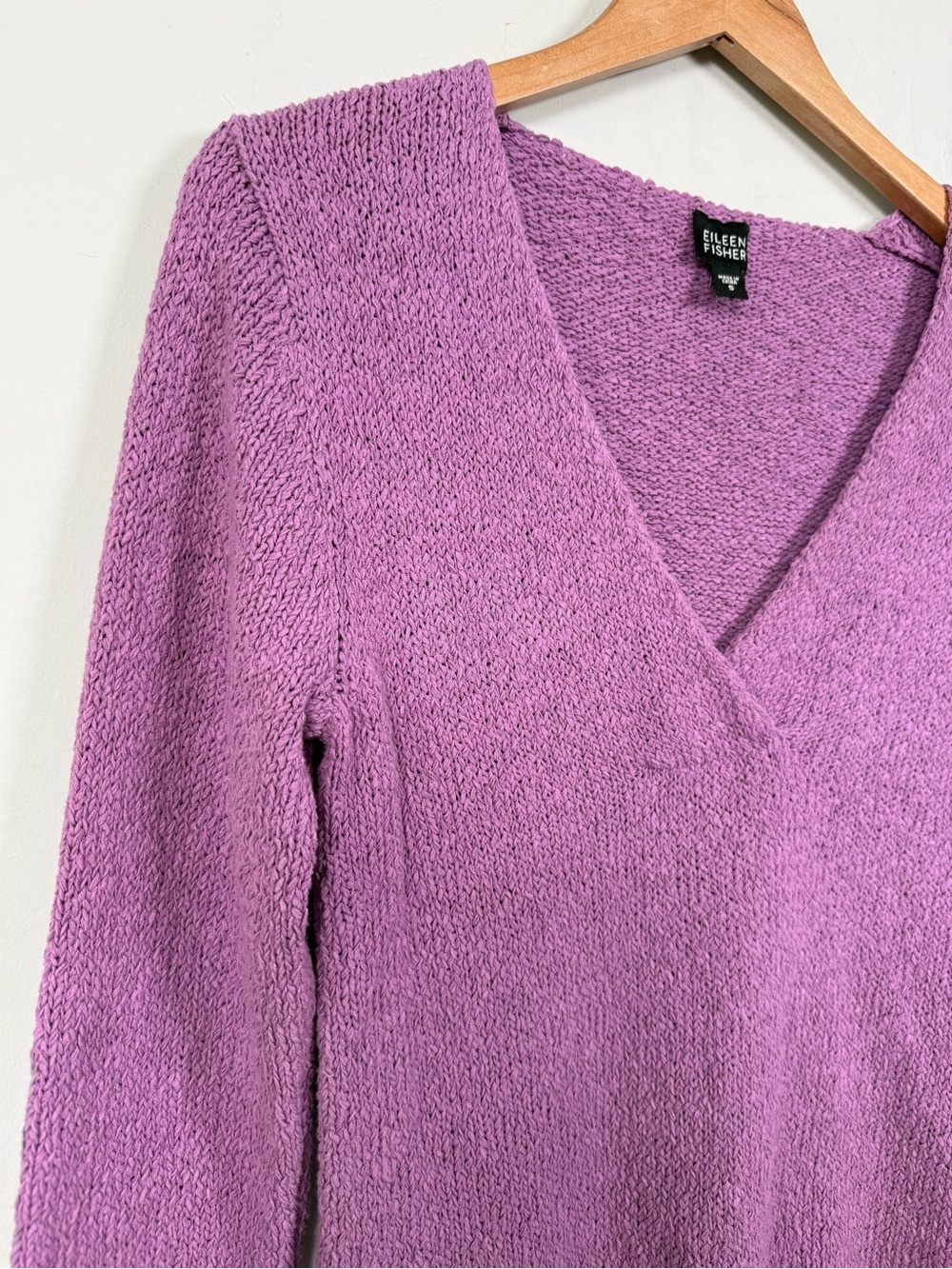Eileen Fisher Lavender Cotton Blend Long Sleeve V-Neck Sweater Size S - Picture 2 of 11